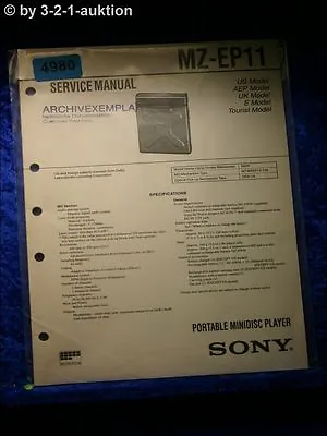 Kaufen Sony Service Manual MZ EP11 Mini Disc Player (#4980) • 11.99€