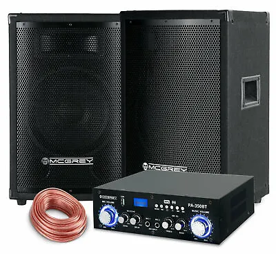 Kaufen PA Anlage DJ Disco Musik Lautsprecher Boxen Bluetooth Endstufe Kabel Set 800 W • 203.50€