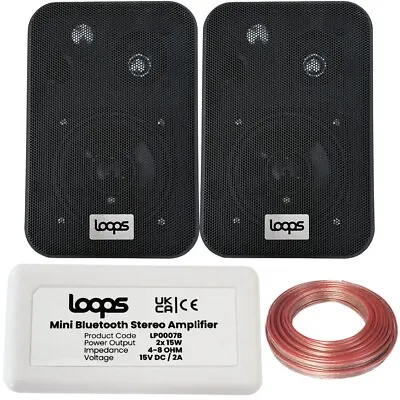 Kaufen Smart Home Bluetooth Verstärker & 2 Schwarze Wandhalterung Lautsprecher Kit Kompakter HiFi Amp • 62.74€
