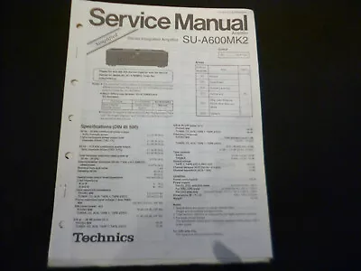 Kaufen Original Service Manual Schaltplan Technics SU-A600MK2 • 11.90€