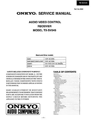 Kaufen Service Manual-Anleitung Für Onkyo TX-SV545  • 12€