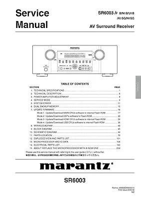 Kaufen Service Manual-Anleitung Für Marantz SR-6003  • 19€