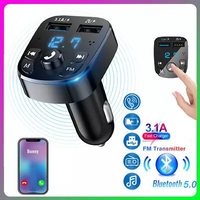 Kaufen Bluetooth 5.0 Wireless Auto FM Sender MP3 Player Radio 2 USB Ladegerät Adapter • 6.99€