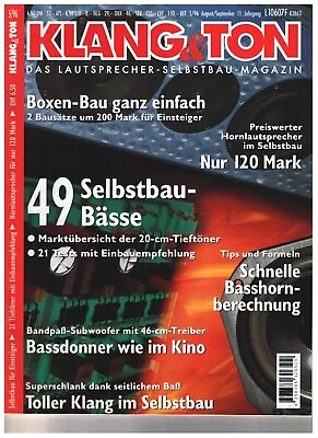 Kaufen Klang & Ton 1996 Nr.5 20cm Tieftöner Fostex Breitbänder FE 103 Sigma Visaton Vox • 1€