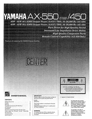 Kaufen Bedienungsanleitung-Operating Instructions Für Yamaha AX-450, AX-550  • 9€