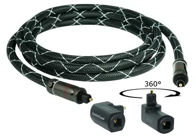 Kaufen 2m SunshineTronic Optisches Kabel TOSLINK Blackline + 2x Winkel-Adapter#BL-2.0 • 13.90€