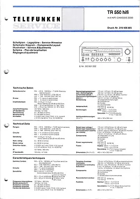 Kaufen Service Manual-Anleitung Für Telefunken TR 550  • 11€