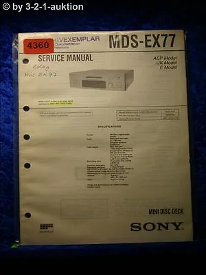 Kaufen Sony Service Manual MDS EX77 Mini Disc Deck (#4360) • 15.99€