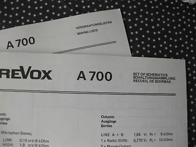 Kaufen Revox A700 Schatungssammlung Und Verdrahtungslisten • 12€