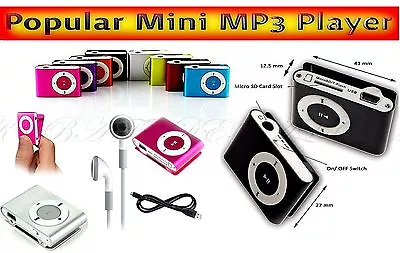 Kaufen Flache Media Player Designer Mini Clip MP3 Player Bis 8GB Mikro SD Slot Pink L1 • 3.95€