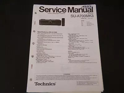 Kaufen Original Service Manual Schaltplan  Technics  SU-A700MK3 • 12.50€