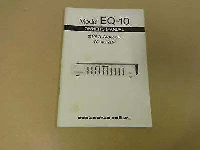 Kaufen Owner's Manual Marantz Model Eq-10 Stereo Graphic Equalizer • 19.99€