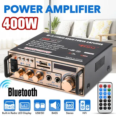 Kaufen Bluetooth Receiver Stereo Verstärker Audio Empfänger Amplifier USB Music Player • 29.89€