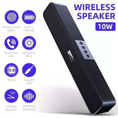 Kaufen Bluetooth 5.0 Lautsprecher Wiederaufladbarer Soundbar Stereo-Sound Mit Mikrofon • 18.99€