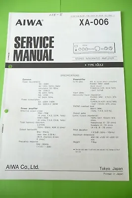 Kaufen Service Manual-Anleitung Für Aiwa XA-006  ,ORIGINAL ! • 12€