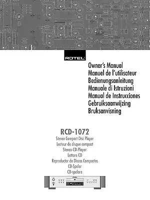 Kaufen Bedienungsanleitung-Operating Instructions Für Rotel RCD-1072  • 12€