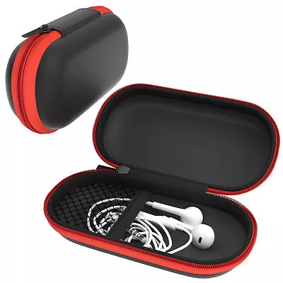 Kaufen Kopfhörer Tasche Case Schutzhülle Aufbewahrungstasche Netzfach Oval Rot • 6.99€