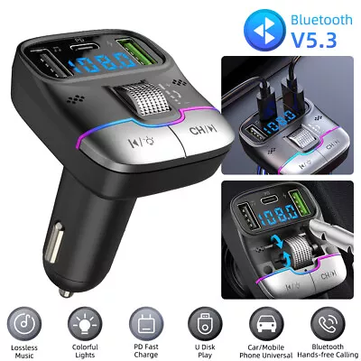 Kaufen FM Transmitter Bluetooth BT 5.3 Auto MP3 Player Typ-C USB PD 30W Ladegerät KFZ • 16.69€