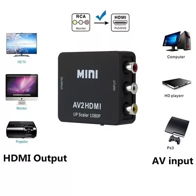 Kaufen AV To HDMI 1080P RCA CVBS Video Audio Composite Converter Mini Adapter HDTV/DVD • 5.29€