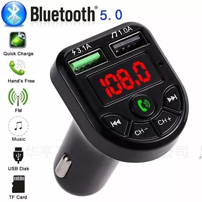 Kaufen Bluetooth5.0 FM Transmitter Auto/Kfz Radio Adapter 2xUSB Ladegerät-für Handy DE • 9.99€