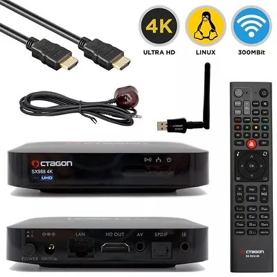 Kaufen Octagon SX988 4K UHD HDMI LAN Linux E2 IP-Receiver Mit 300 MBit/s 2.4GHz WLAN • 107.90€