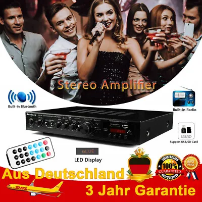 Kaufen 2000W HiFi Verstärker Bluetooth Stereo Vollverstärker Audio Endstufe+Adapter • 59.99€