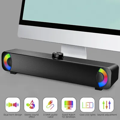 Kaufen Lautsprecher Stereo Soundbar USB Subwoofer Musikbox Für TV PC Handy Computer DHL • 19.99€