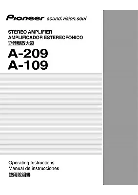 Kaufen Bedienungsanleitung-Operating Instructions Für Pioneer A-209, A-109  • 11€