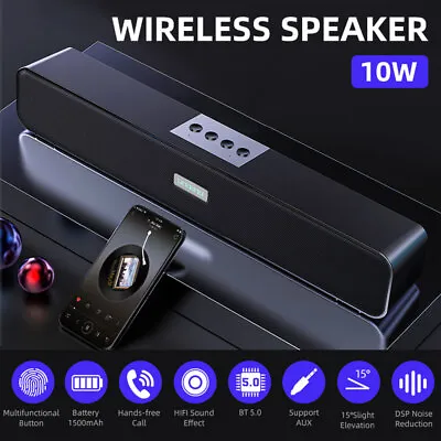 Kaufen Drahtlos Bluetooth 5.0 Lautsprecher TV Soundbar Stereo Sound Subwoofer Soundbox • 19.99€