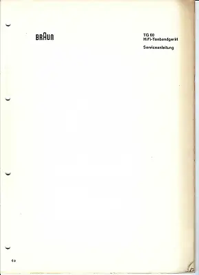 Kaufen Braun  Service Manual Für TG 60 Copy • 12.20€