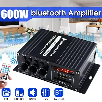 Kaufen 600W HiFi Mini Verstärker Bluetooth Stereo Vollverstärker Auto FM Bass AUX MP3 • 18.42€