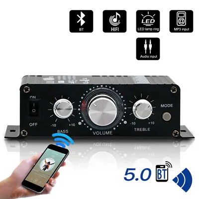 Kaufen 400 W 12 V 2 Kanal Leistungsstarke Stereo Audio Endstufe HiFi Bass Amp Auto Zuhause • 22.19€
