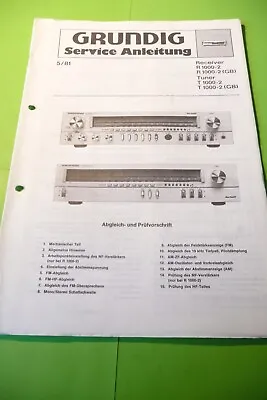 Kaufen Service Manual-Anleitung Für Grundig  R 1000-2,T 1000-2 ,ORIGINAL ! • 17€