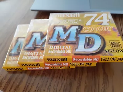 Kaufen Maxell MD 74. Gelb 74 Minuten Beschreibbar Audio Musik Minidisc 3.stück Neu • 20€