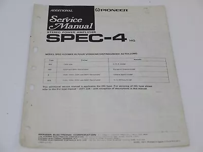 Kaufen ORIGINAL Pioneer SPEC-4 Additional Service Manual • 89.90€