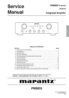 Kaufen Service Manual-Anleitung Für Marantz PM-8003  • 13.50€