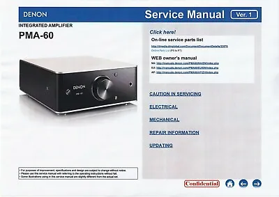 Kaufen Service Manual-Anleitung Für Denon PMA-60  • 13.50€