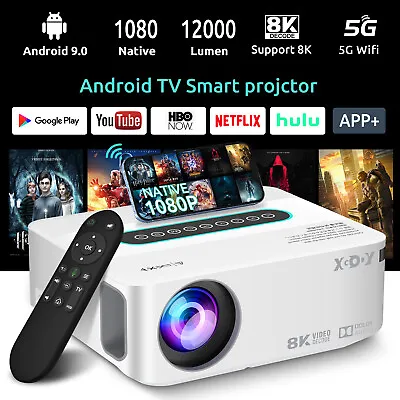 Kaufen 2023 NEU Beamer Projektor LCD 1080P 5G WiFi Bluetooth Android TV 9.0 HD Heimkino • 184.99€