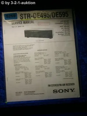 Kaufen Sony Service Manual STR DE495 /DE595 FM/AM Receiver (#5259) • 14.95€