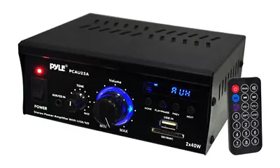 Kaufen Pyle PCAU25A 2 X 40 Watt Stereo Endstufe USB/SD AUX Player & Fernbedienung • 40.58€