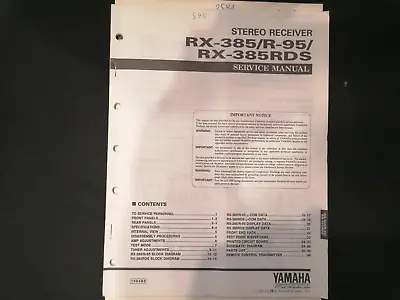 Kaufen Original Service Manual Schaltplan Yamaha RX-385/R-95/RX-385RDS • 12.50€