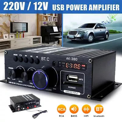 Kaufen 220V Verstärker Stereo Amplifier HIFI Digital Bluetooth FM USB Vollverstärker • 23.99€