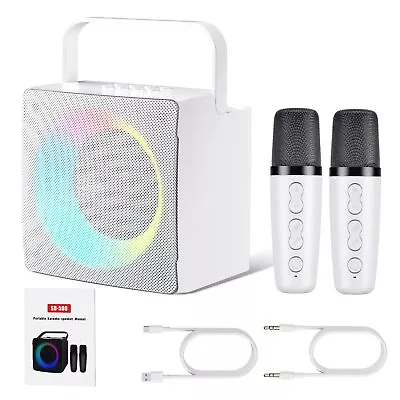 Kaufen 5.0 Bluetooth Lautsprecher RGB Subwoofer Akku Tragbar Karaoke Musicbox 2Mikrofon • 39.99€