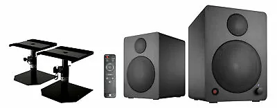 Kaufen Edles 2.0 Regal-Lautsprecher System Black Stativ Set Mit Bluetooth + Tischstativ • 157€