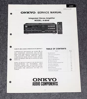 Kaufen Onkyo A-8640 - Original Service Manual / Reparaturanleitung • 7.95€