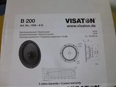 Kaufen Visaton B200 - 6 Ohm 20cm/8  200mm High-End Breitbandlautsprecher Art.Nr. 1350 • 175€