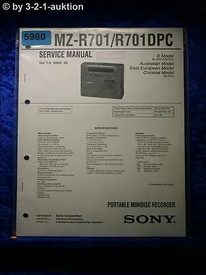 Kaufen Sony Service Manual MZ R701 /R701DPC Mini Disc Recorder (#5980) • 11.99€