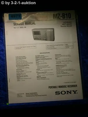 Kaufen Sony Service Manual MZ B10 Mini Disc Player (#4971) • 11.99€