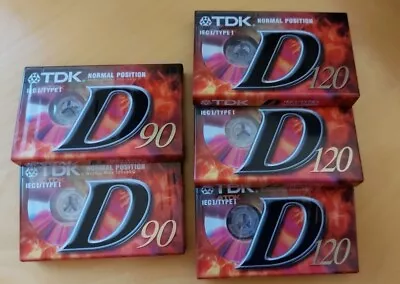 Kaufen 5 TDK Musikkassetten D90 / D120 IEC I / TYPE I * Neu * Original Verpackt * • 25€