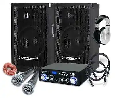 Kaufen PA Anlage DJ Karaoke Musik Lautsprecher Boxen Bluetooth Endstufe Mikro Set 600W • 224.60€